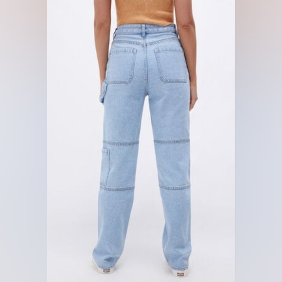 PacSun Women's High-Rise 90s Boyfriend Carpenter Cargo Jean. Light Blue, Size 27 - Picture 3 of 16